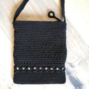 Black Crocheted Crossbody Purse